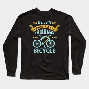 Old Man With Bike Wheel Long Sleeve T-Shirt